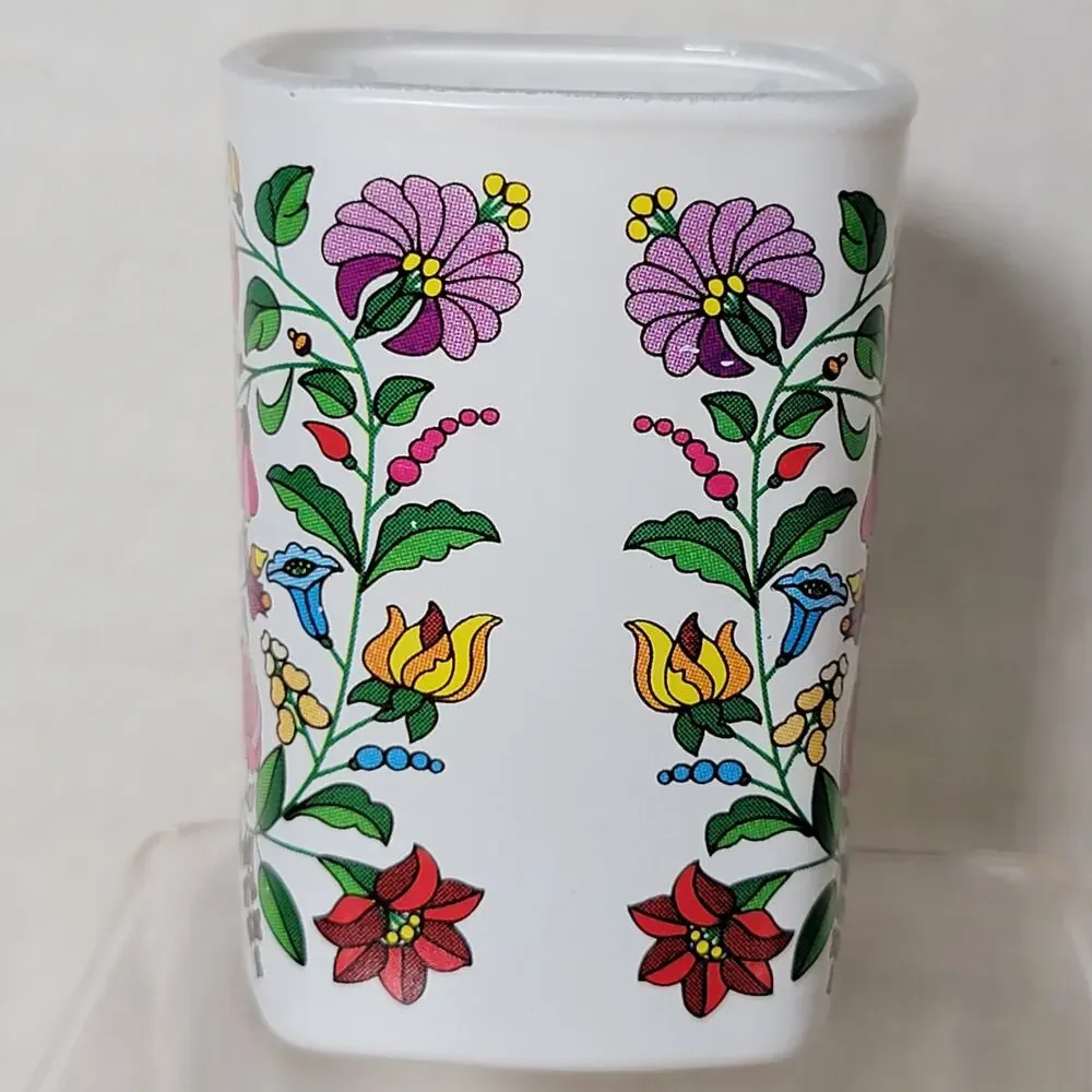 Square Shot Glass Budapest, Hungary w/ Flowers